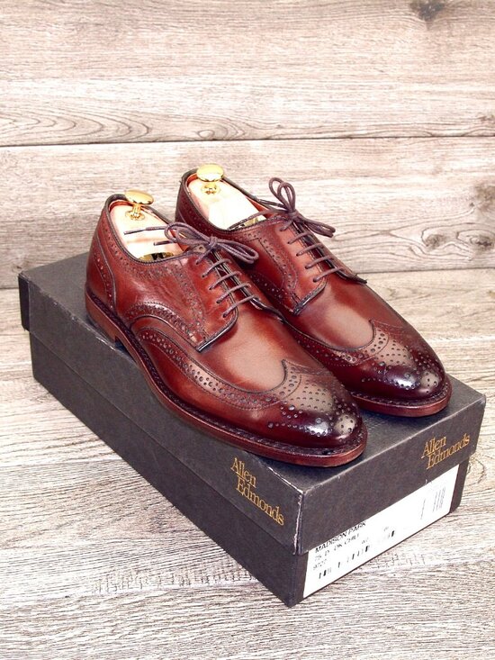 * NIB * $395 Allen Edmonds MADISON PARK 7.5 D Dark Chili * add $15 new Trees main image 10